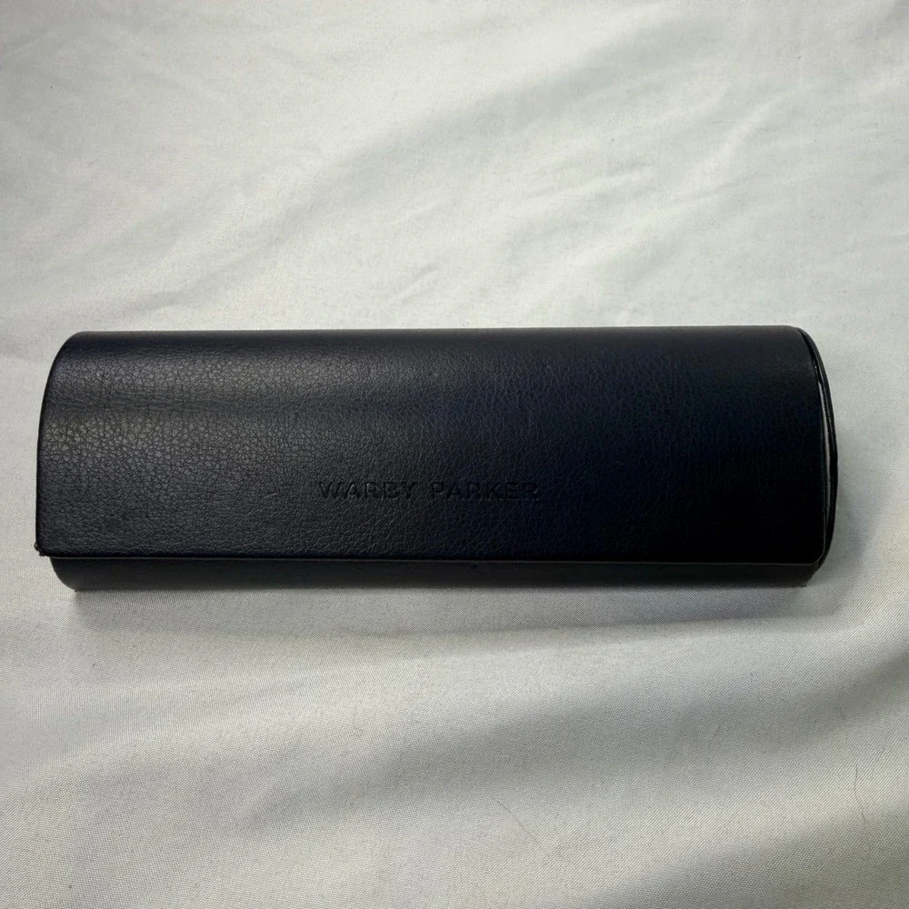 Warby Parker Navy Blue Hard Shell Eyeglass Case with Cleaning Cloth